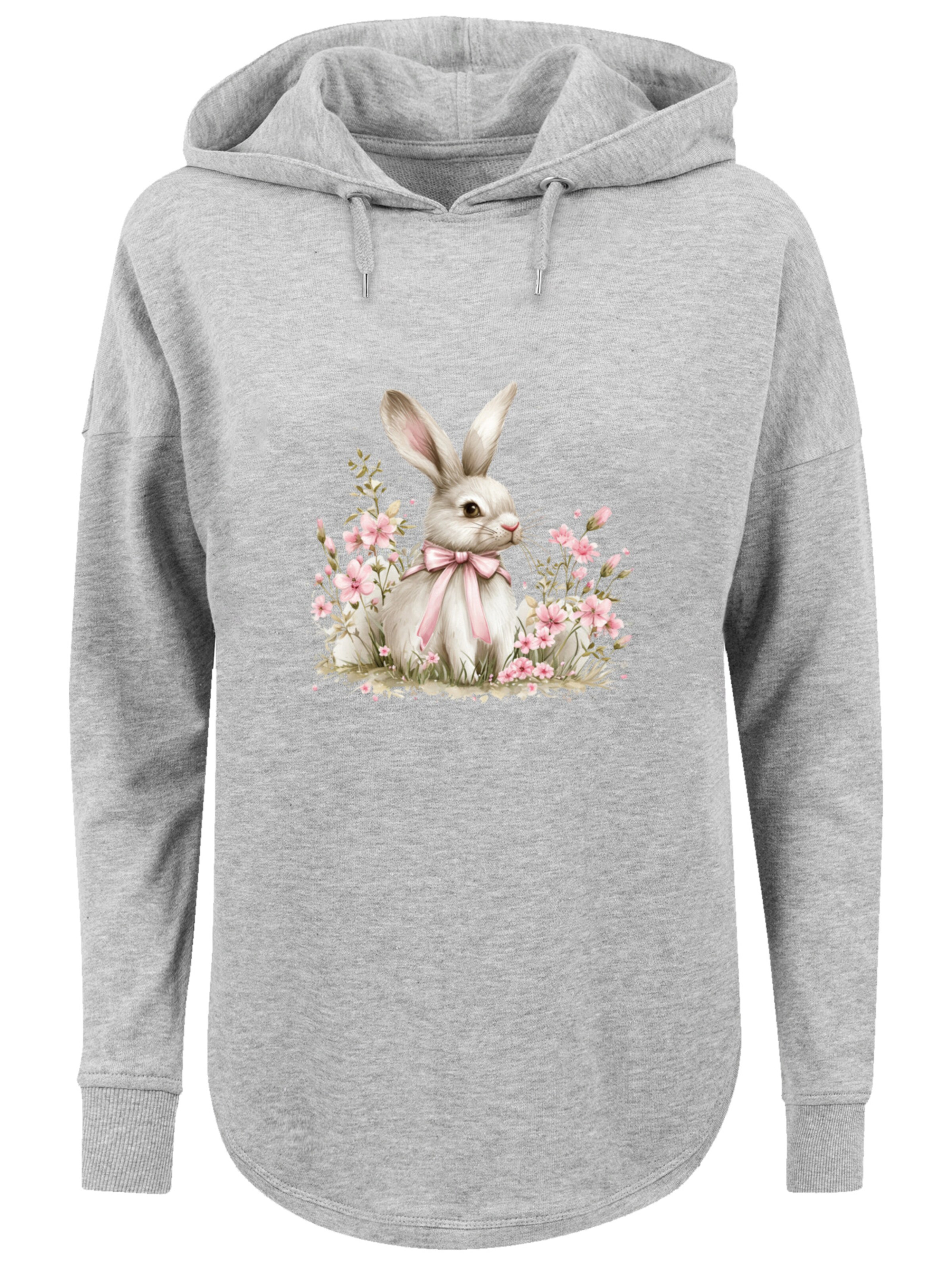 Sweat-shirt 'Niedlicher Osterhase mit Blumen' F4NT4STIC en gris : devant