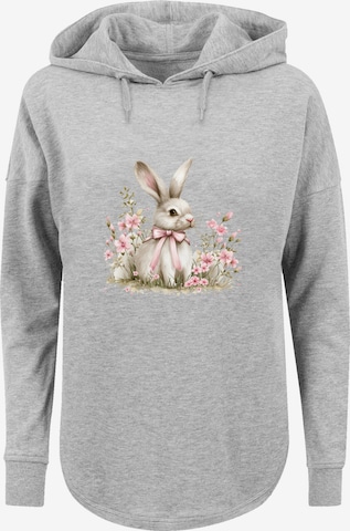 Sweat-shirt 'Niedlicher Osterhase mit Blumen' F4NT4STIC en gris : devant
