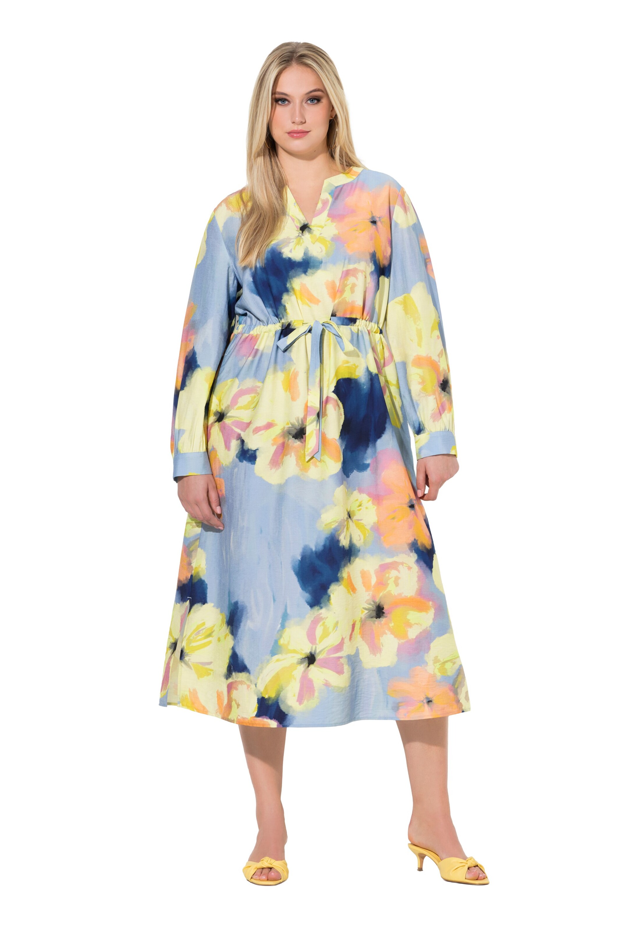 Ulla Popken Jurk in Geel: voorkant