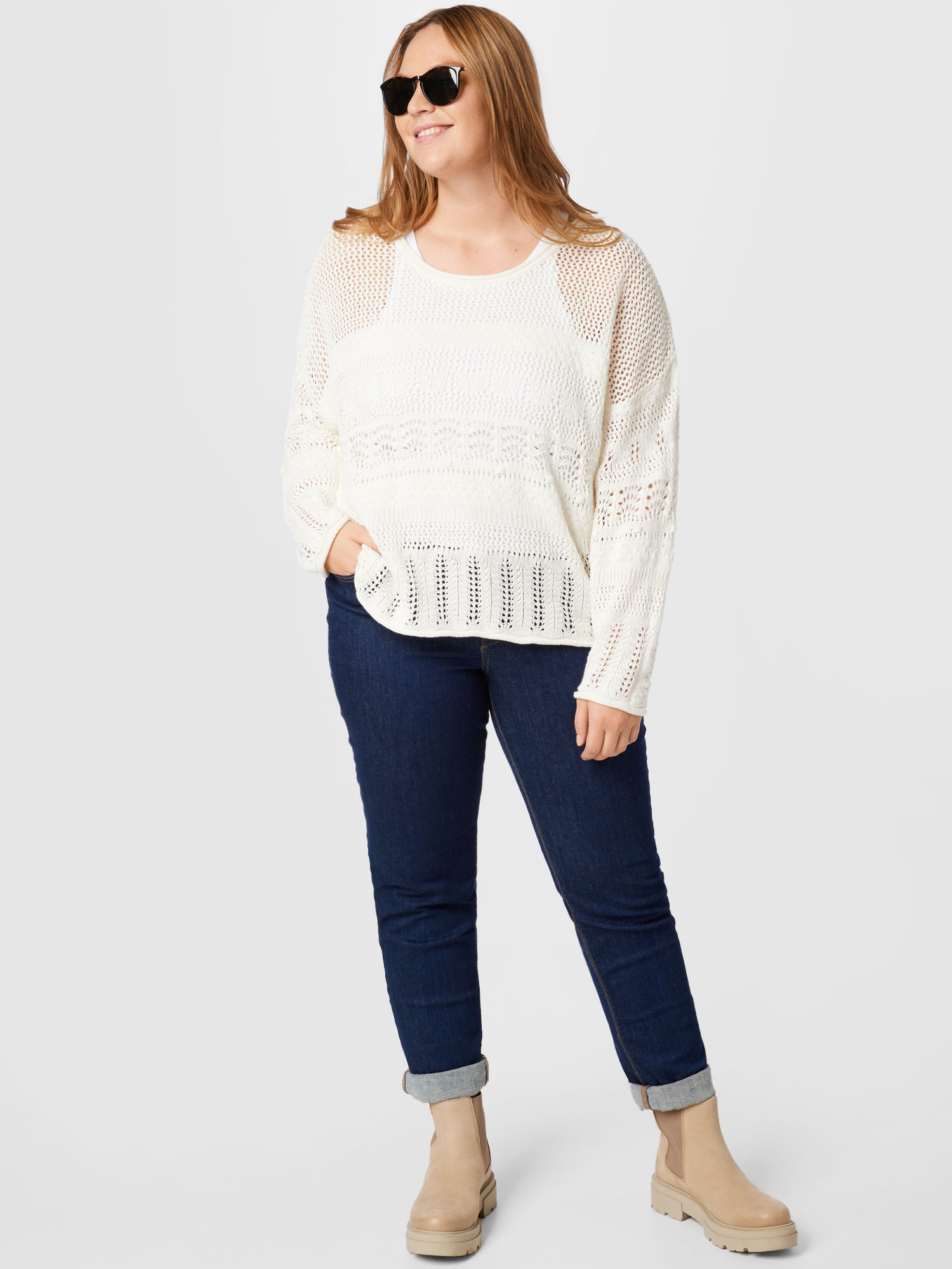 Plus size Odzież Z-One Sweter Blair w kolorze Białym 