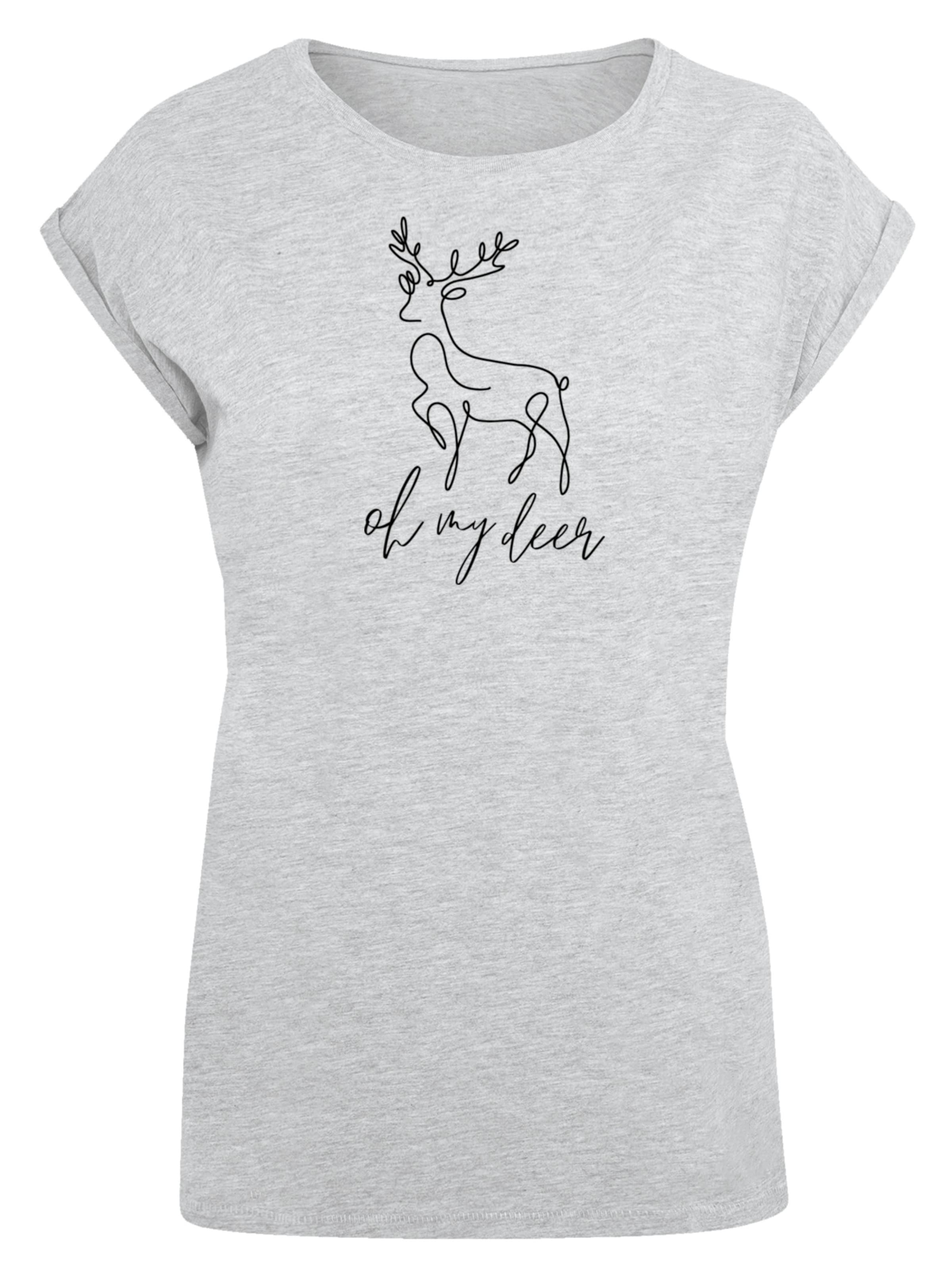T-shirt 'Winter Christmas Deer' F4NT4STIC en gris : devant