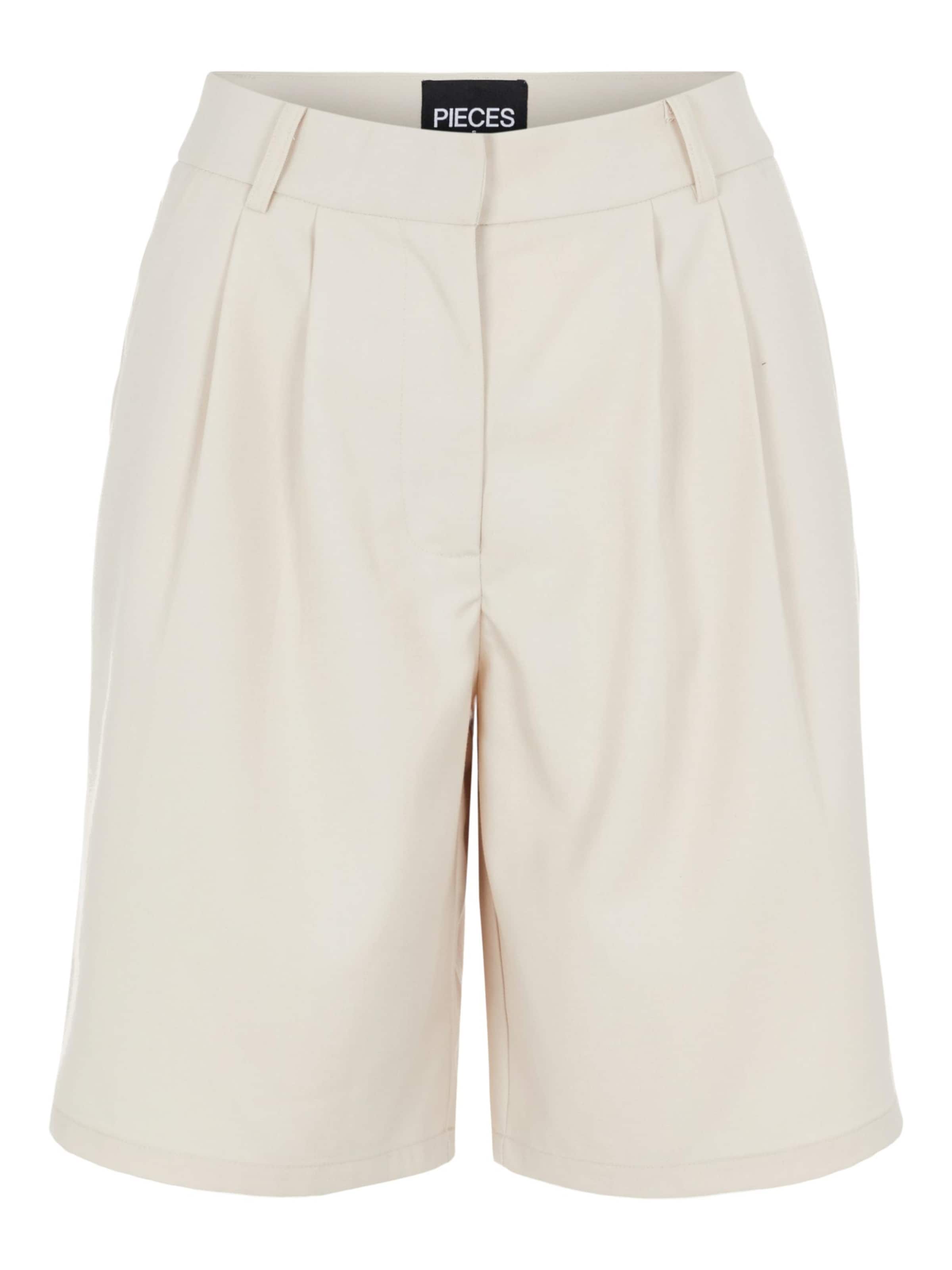 bēšs PIECES Vaļīgs piegriezums Klasiskas bikses: no priekšpuses