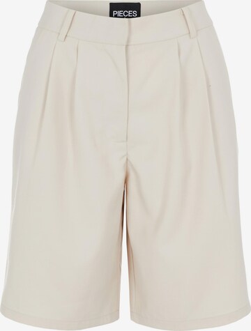 PIECES Pleat-Front Pants in Beige: front