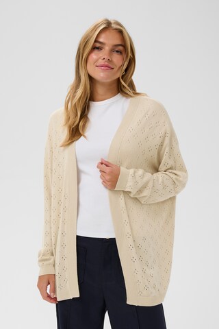 SAINT TROPEZ Gebreid vest 'OlineSZ' in Beige: voorkant