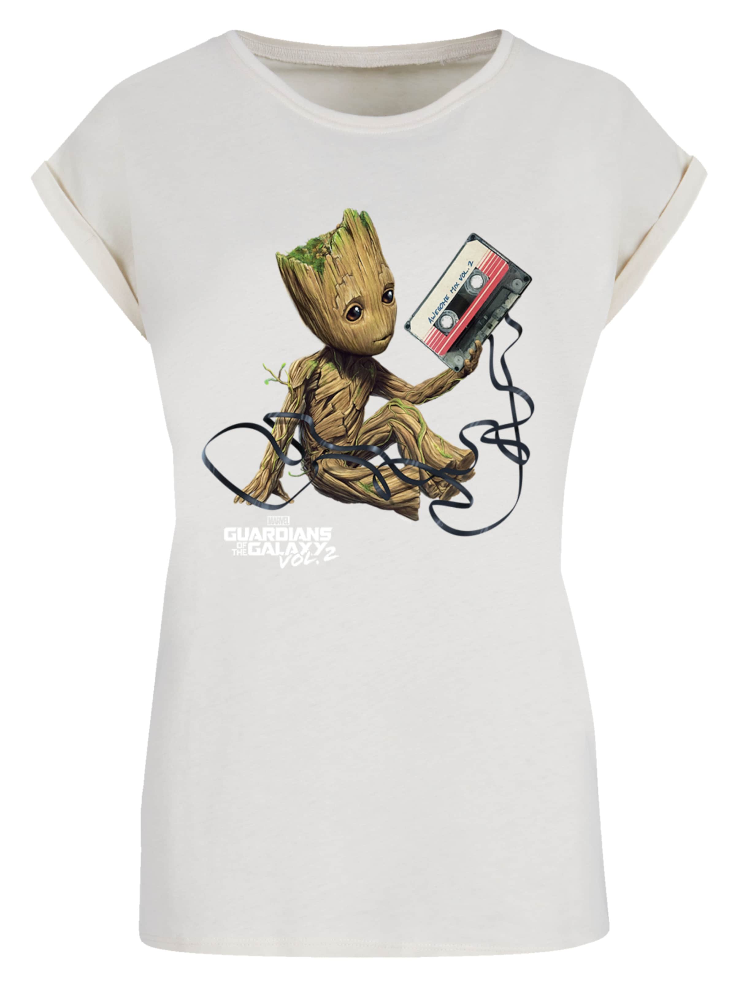 T-shirt 'Marvel Guardians Of The Galaxy Vol2 Groot Tape' F4NT4STIC en beige : devant