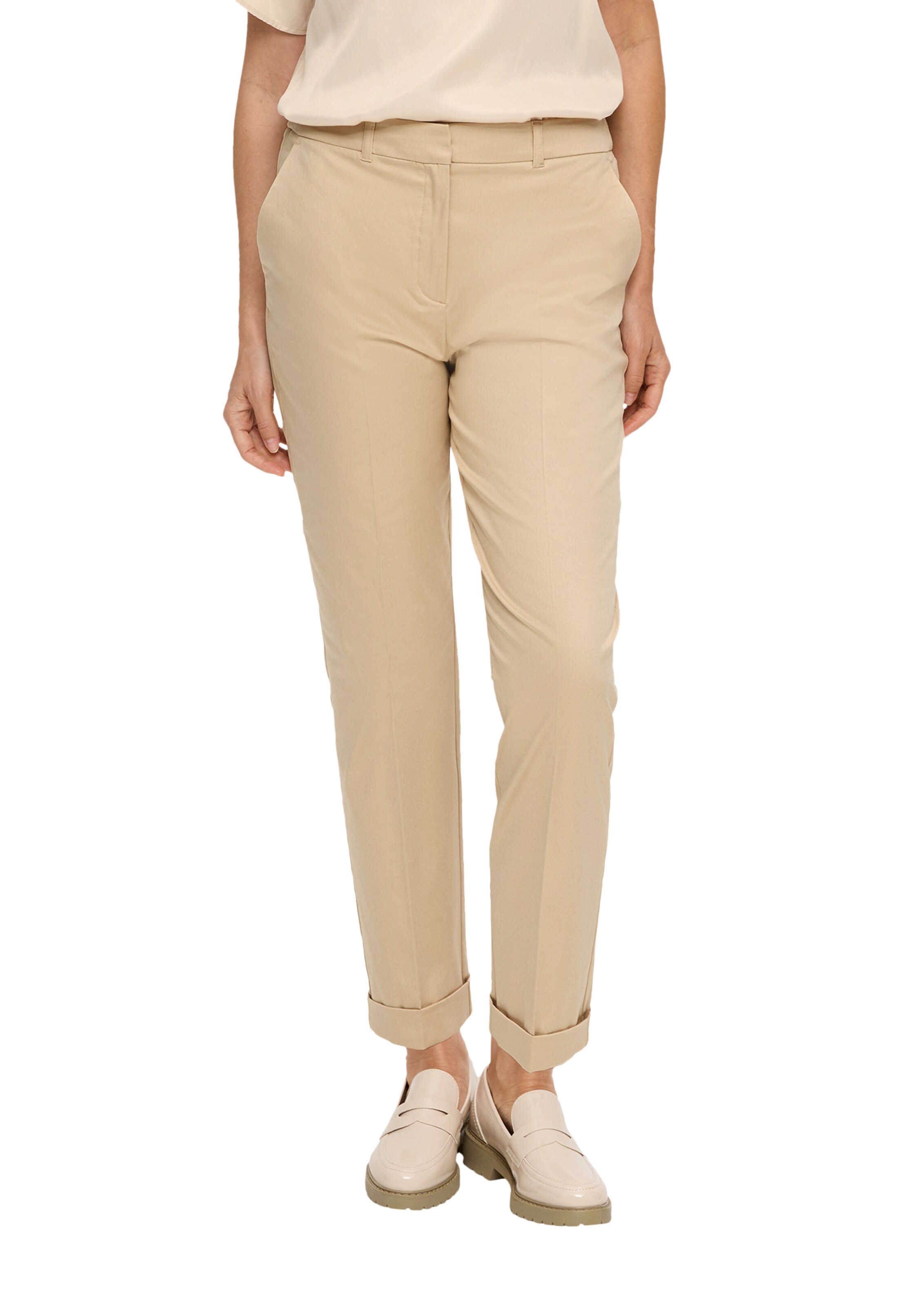 s.Oliver BLACK LABEL Tapered Bügelfaltenhose in Beige: Vorderseite