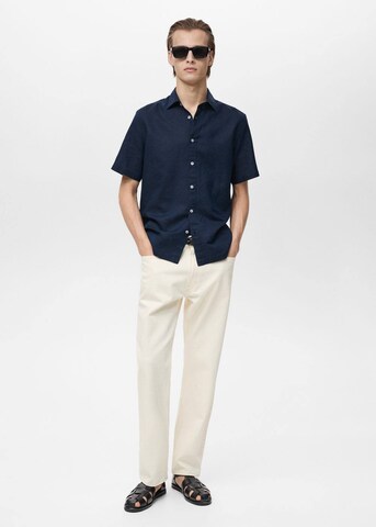MANGO MAN Regular fit Button Up Shirt 'Ants' in Blue