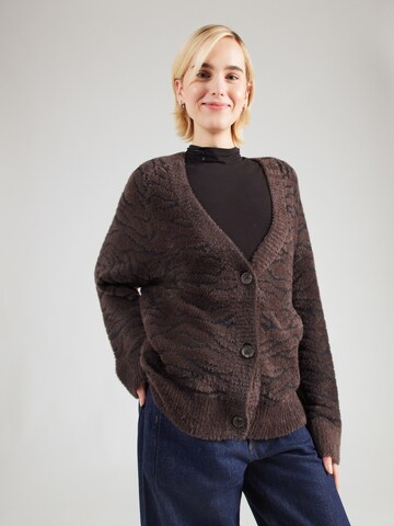Monki Knit cardigan in Brown: front