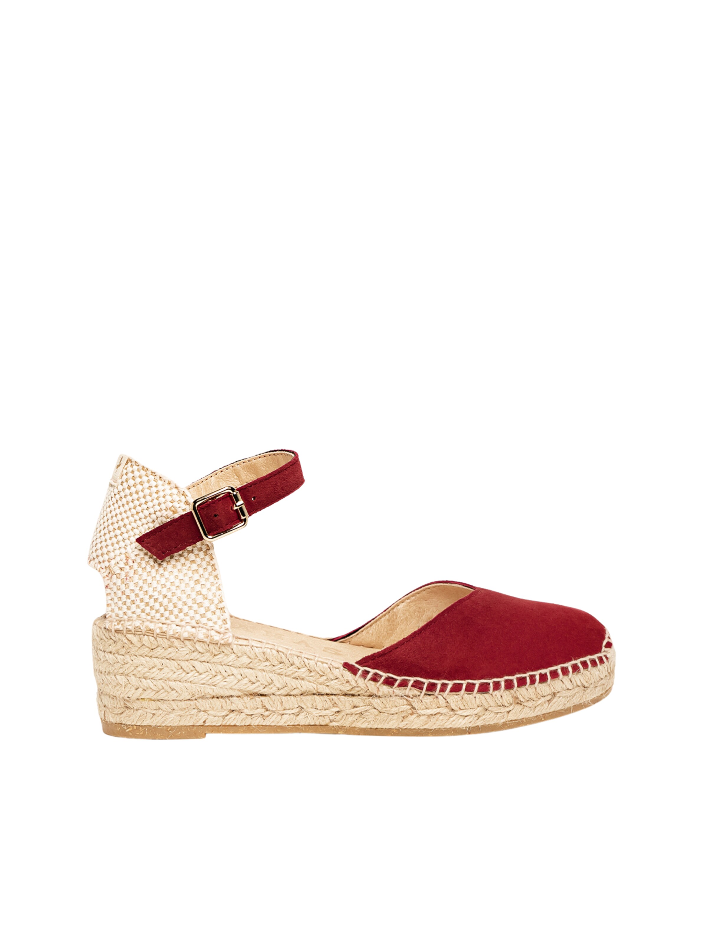 Sandalo con cinturino 'Alpargata Cuña 5 cm' di Alhamas in rosso: frontale
