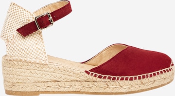 Sandalo con cinturino 'Alpargata Cuña 5 cm' di Alhamas in rosso: frontale