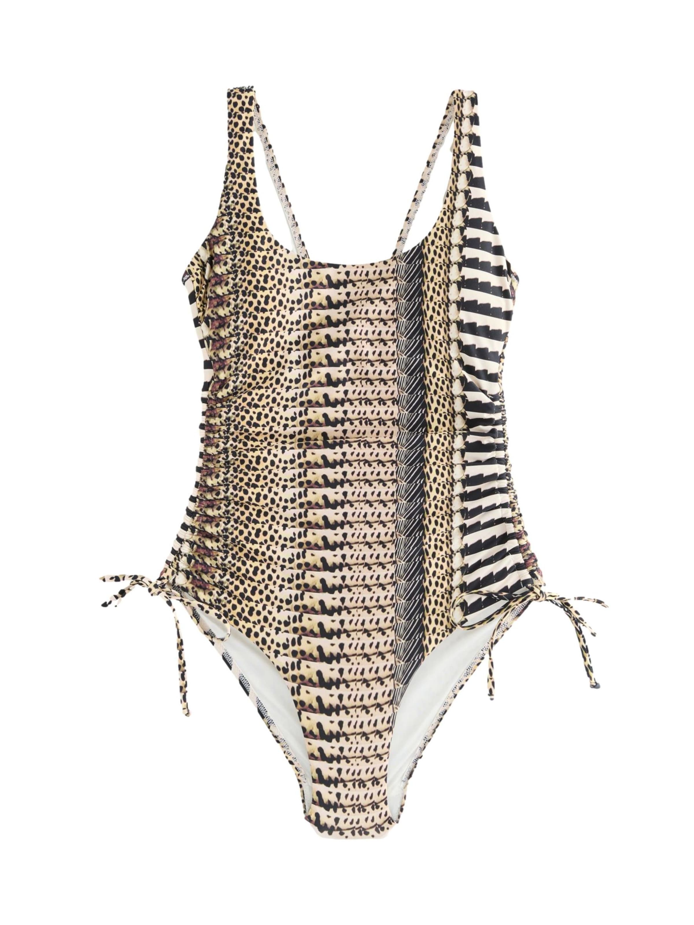 Next Badpak in de kleur Lichtbruin / Donkerbruin / Zwart / Wit, Productweergave