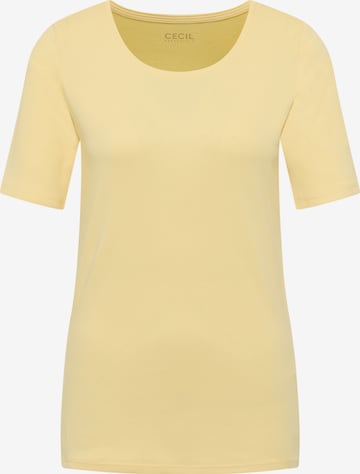CECIL Basic T-Shirt mit Rundhals in Unifarbe in Gelb: Vorderseite
