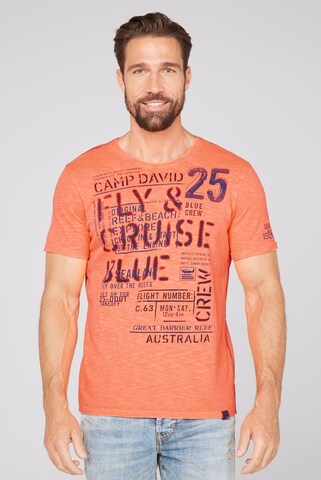 CAMP DAVID T-Shirt  'Fly and Cruise' in Orange: predná strana