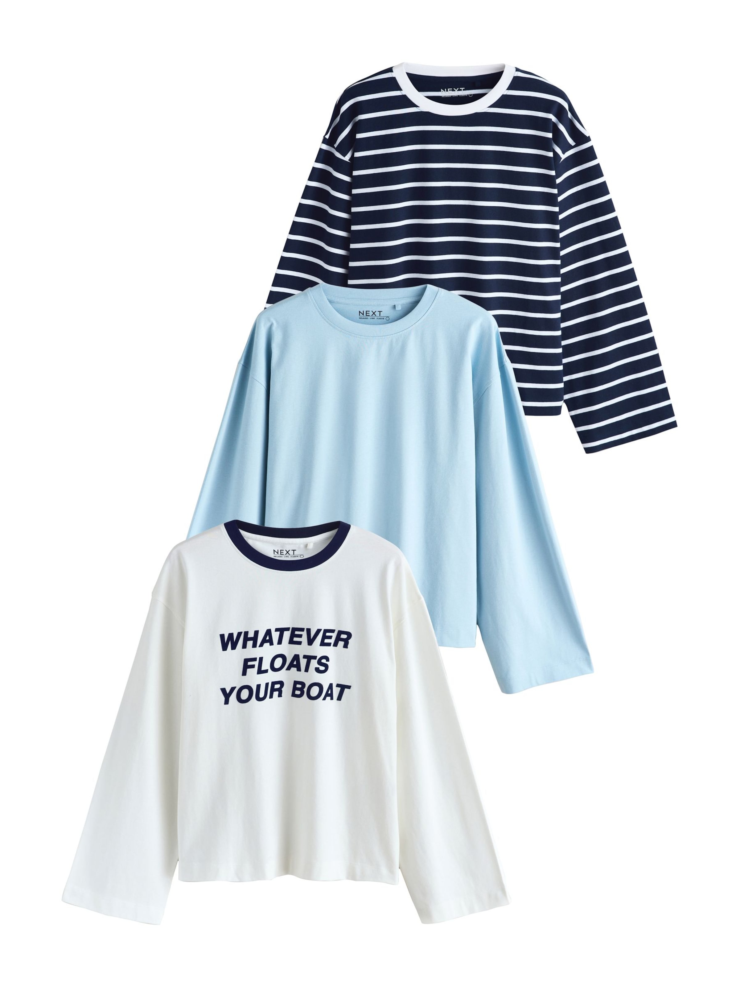 Next T-shirt en bleu marine / bleu clair / blanc, Vue avec produit