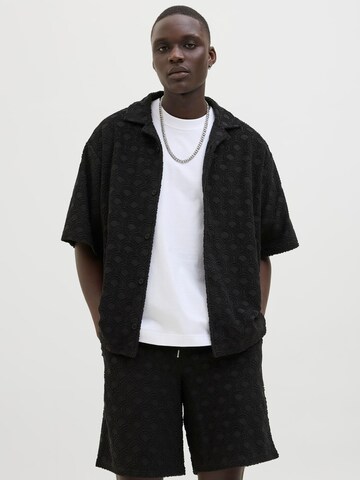 JACK & JONES Comfort fit Button Up Shirt in Black: front