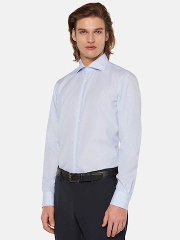 Coupe slim Chemise business Boggi Milano en bleu : devant