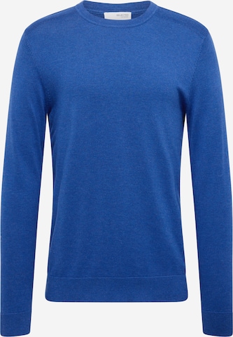 Coupe regular Pull-over 'Berg' SELECTED HOMME en bleu : devant