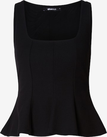Gina TricotTop - crna boja: prednji dio