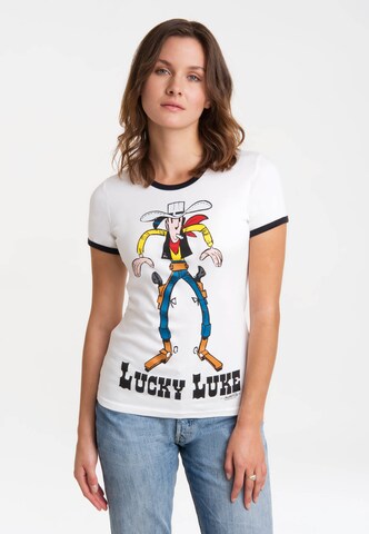 LOGOSHIRT T-Shirt 'Lucky Luke' in Weiß: predná strana