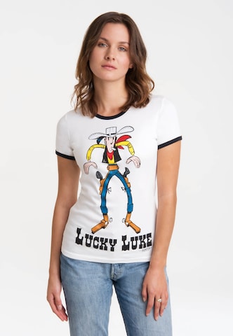 LOGOSHIRT Shirt 'Lucky Luke' in White: front