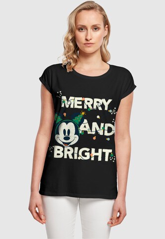 ABSOLUTE CULT T-Shirt 'Mickey Mouse - Merry And Bright' in Schwarz: predná strana