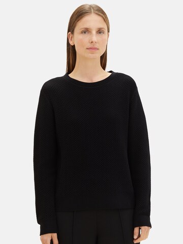 TOM TAILOR Sweater in Black: front