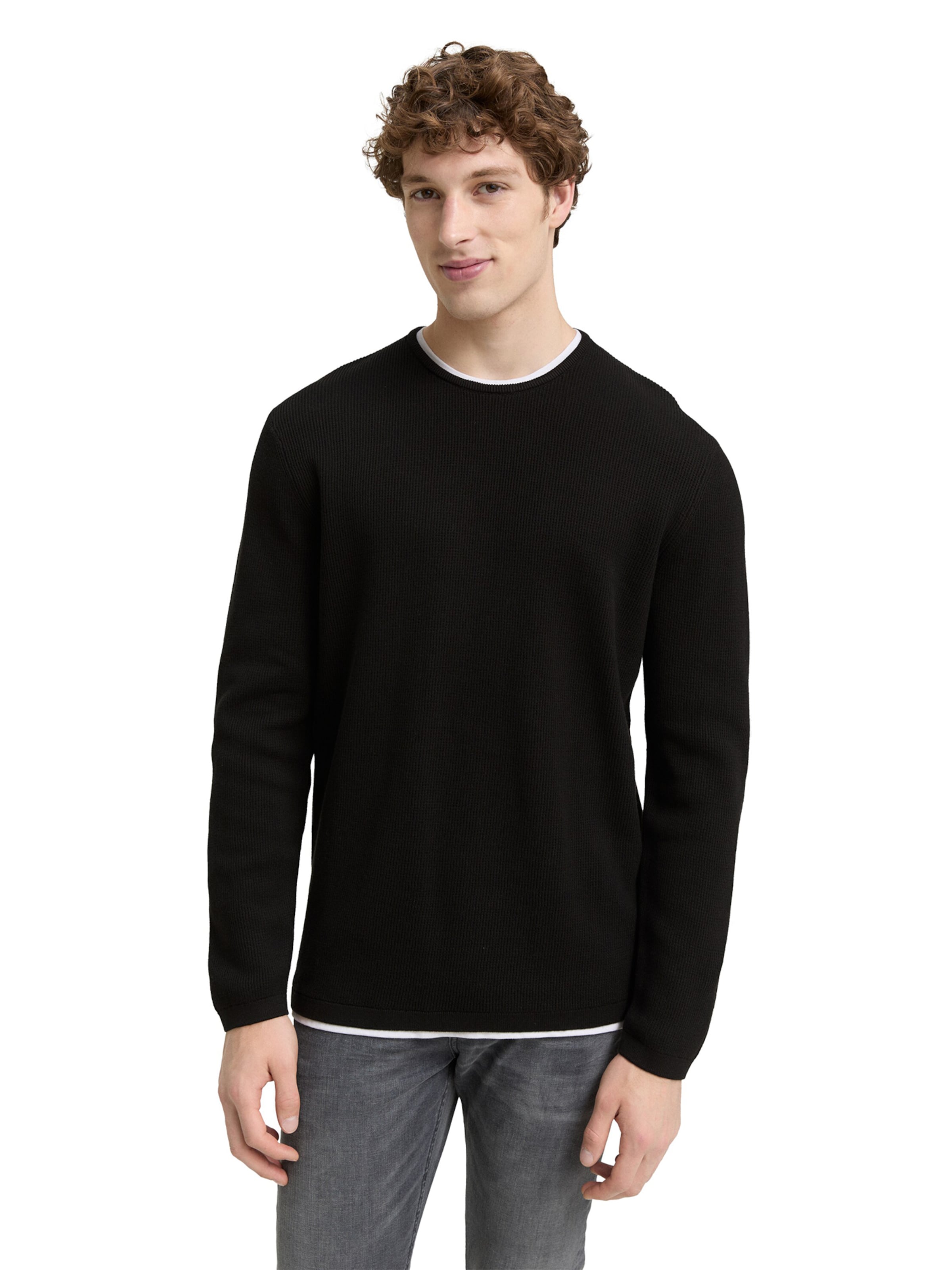 TOM TAILOR DENIM Sweater in Black: front