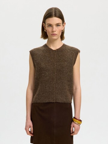 SELECTED Strikvest 'SLFLulu' i brun: forside
