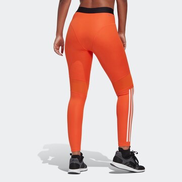 ADIDAS SPORTSWEAR Skinny Sporthose 'Hyperglam 3-Stripes' in Orange