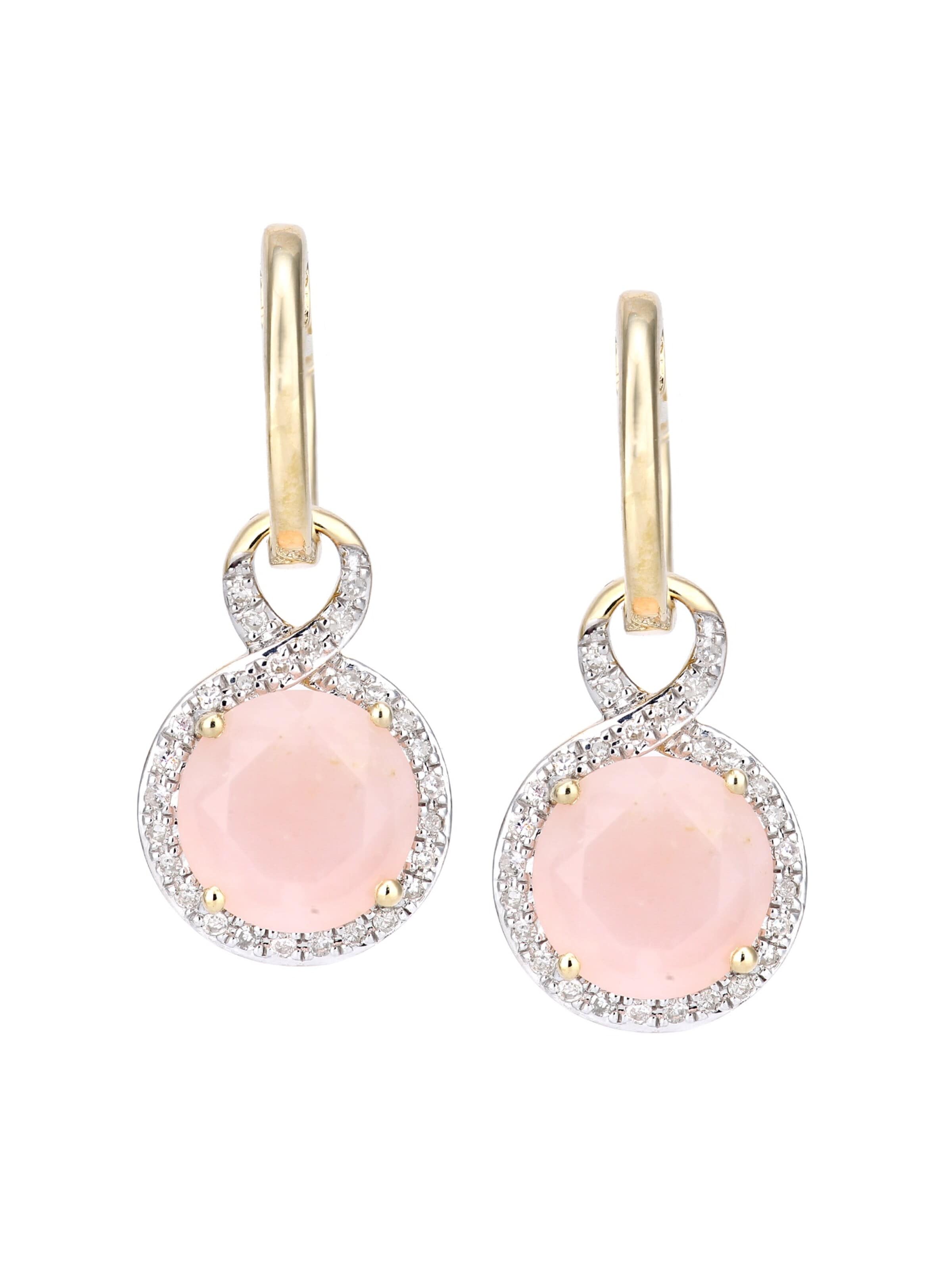 DIAMANT LETERNEL - Pendientes 'Creolen aus 375 Gelbgold mit Diamant mit Opal' en oro: frente