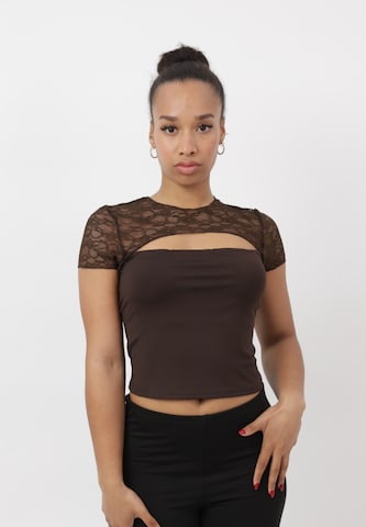 Elara Top in Brown: front