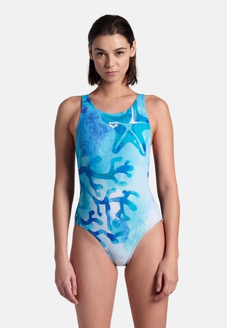 ARENA Bralette Active Swimsuit 'SEAFLOOR' in Blue: front