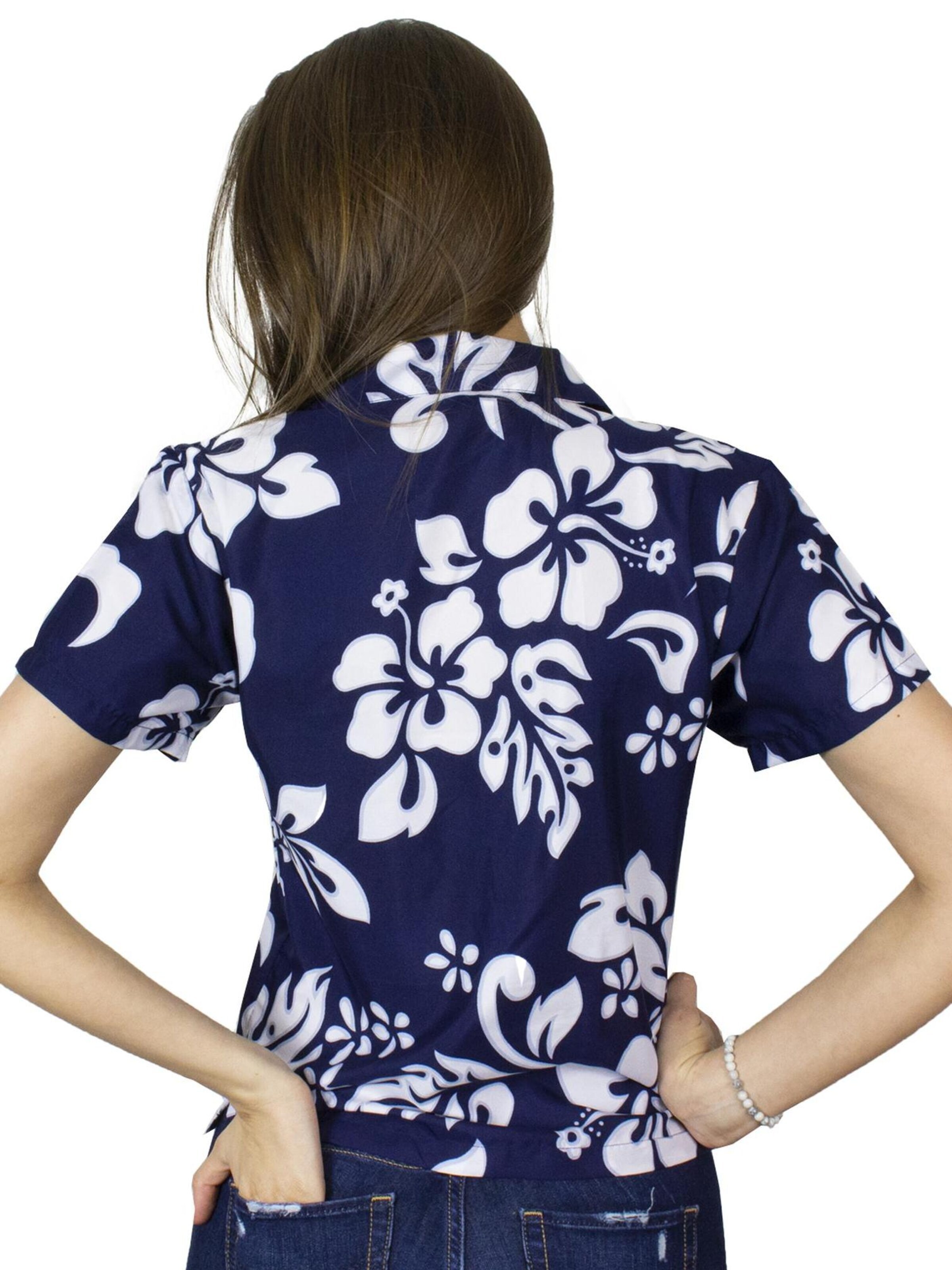 Camicia da donna 'Hibiscus' di King Kameha in blu