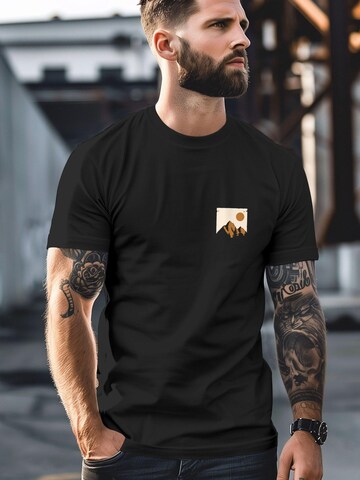 Neverless Shirt 'Mointain Badge' in Black: front