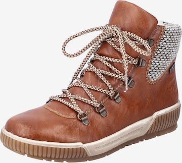 Rieker Lace-Up Ankle Boots in Brown: front