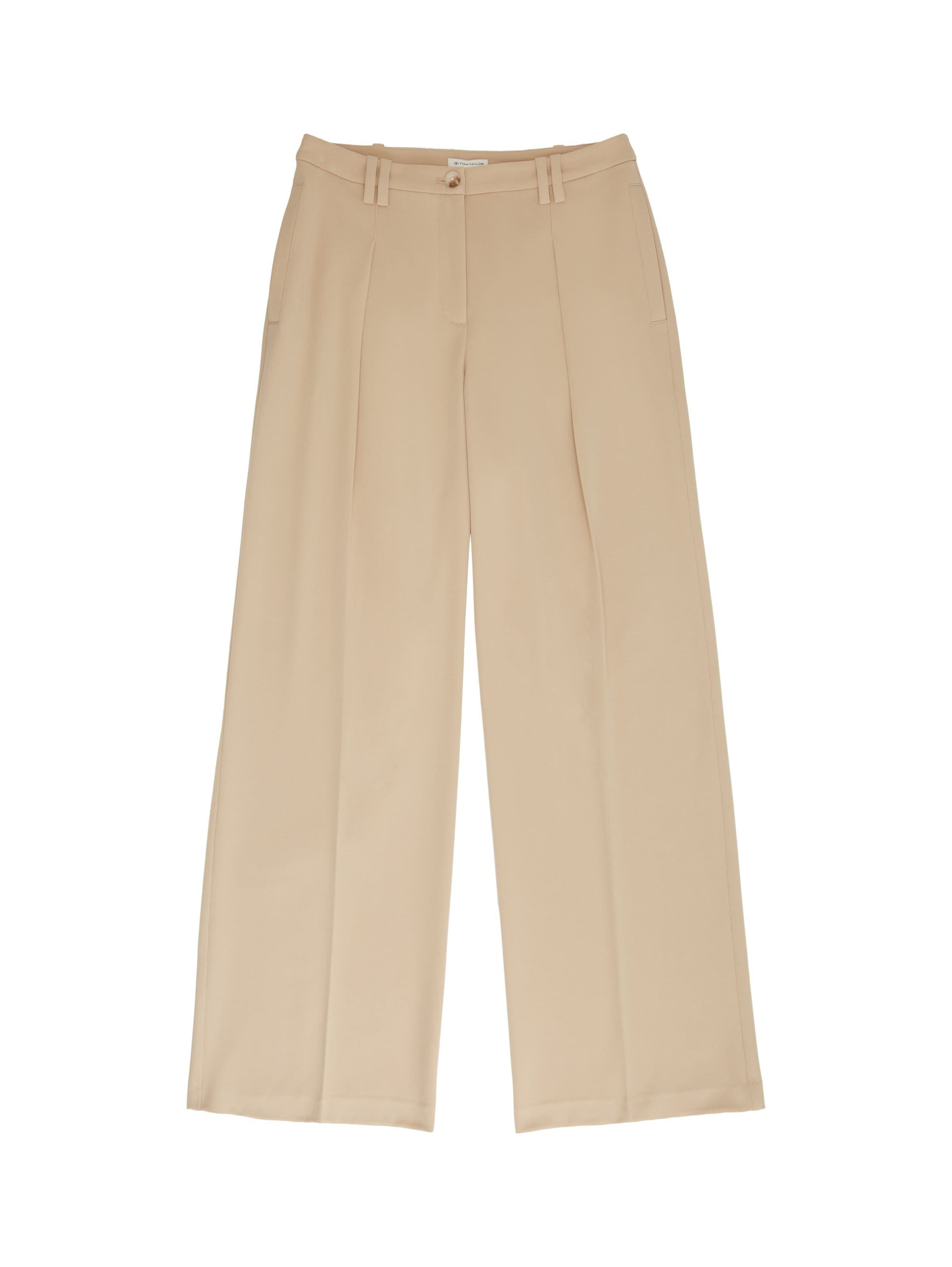 TOM TAILOR Wide leg Pleat-Front Pants &#x27;Lea&#x27; in Beige: front