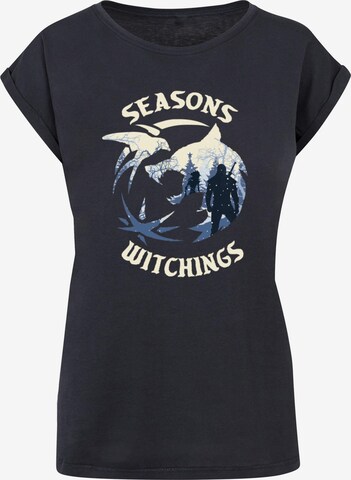 ABSOLUTE CULT Shirt 'Witcher - Christmas Wolf' in Blauw: voorkant