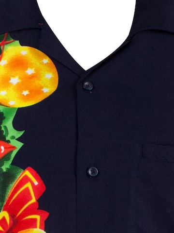 King Kameha Regular fit Button Up Shirt 'Christmas Wedding' in Blue