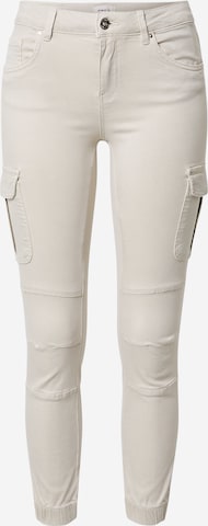 ONLY - Pantalón vaquero cargo en beige: frente