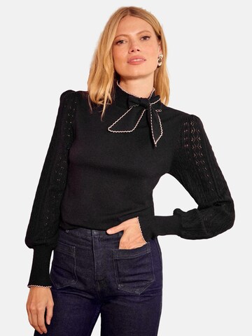 Pull-over love & roses en noir : devant