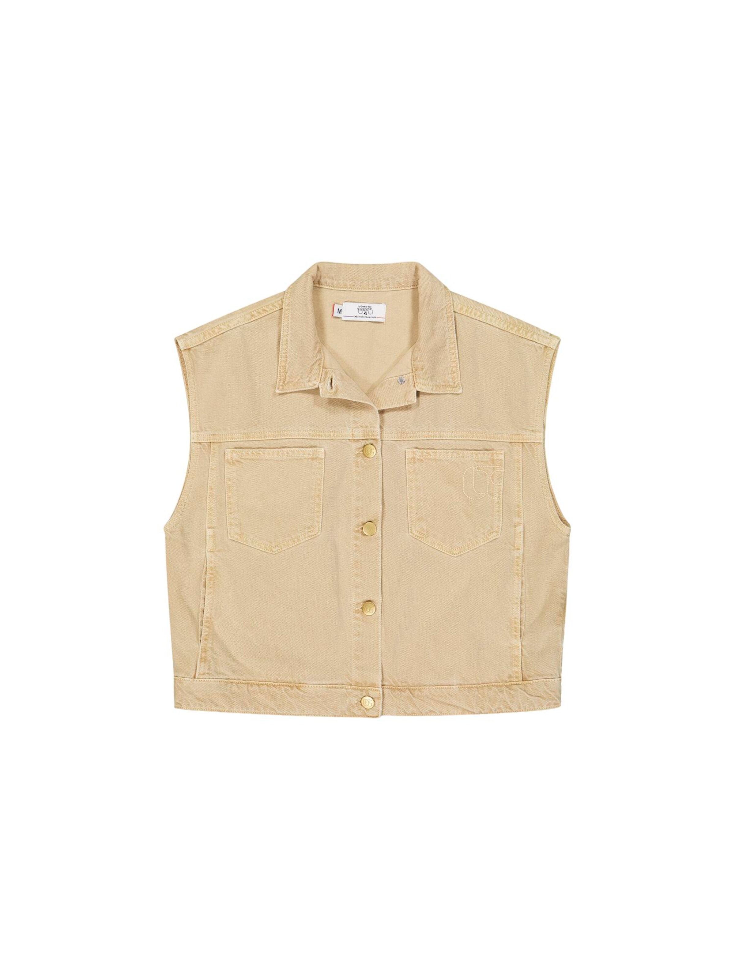 Le Temps Des Cerises Between-Season Jacket in Beige: front
