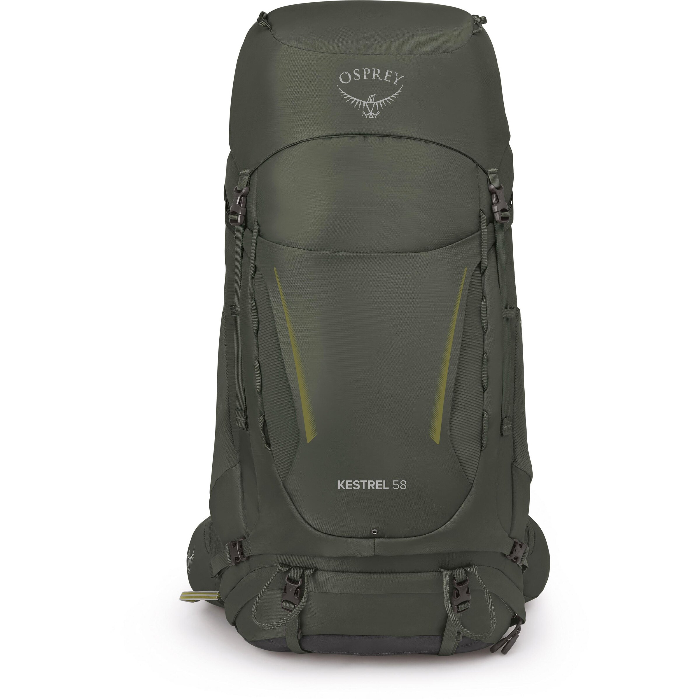 Osprey Sportrucksack 'Kestrel 58' in Grün: Vorderseite