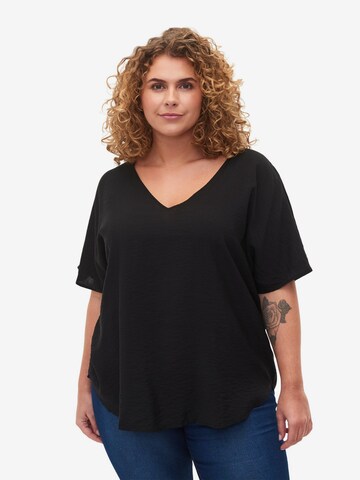 Zizzi Blouse 'Kam' in Zwart: voorkant