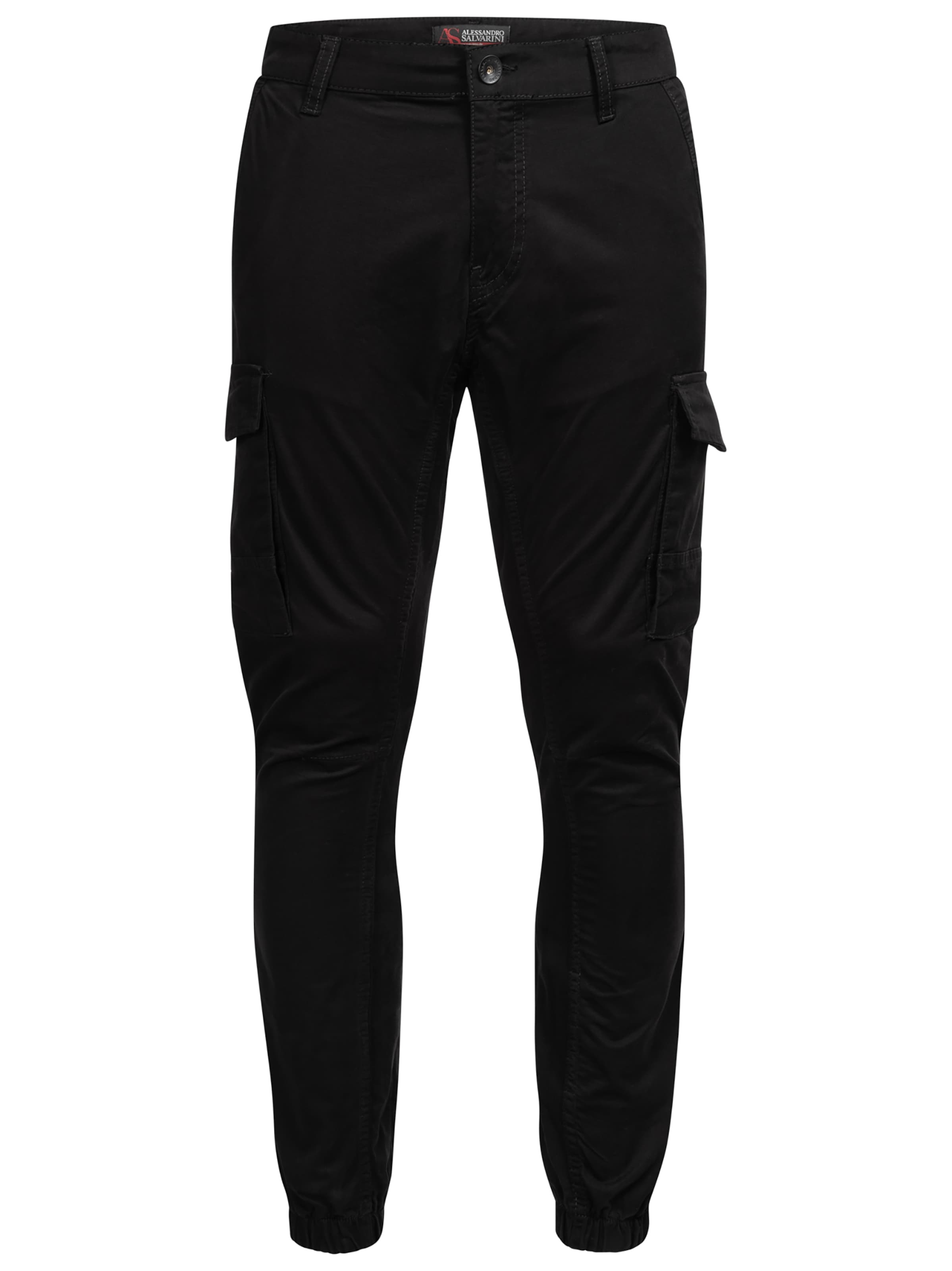 Alessandro Salvarini Tapered Cargo trousers in Black: front