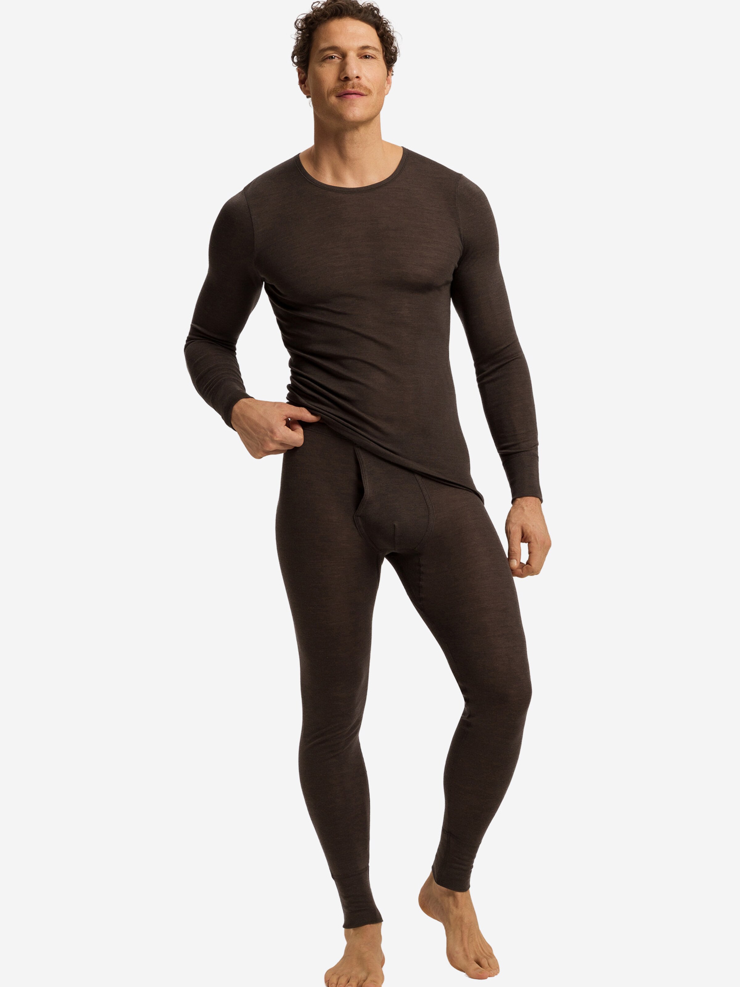 Hanro - Camisa ' Woolen Silk ' em castanho