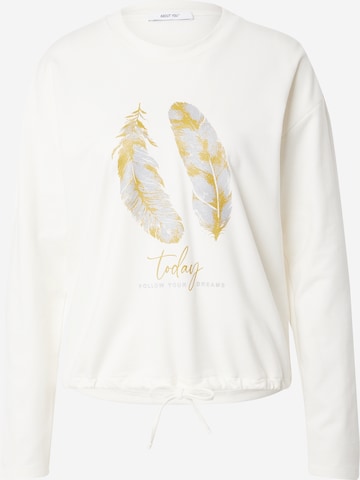 ABOUT YOU Zip-Up Hoodie 'Frauke Sweater' in White: front