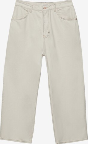 Pull&Bear Wide leg Jeans in Beige: voorkant