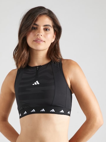 ADIDAS PERFORMANCE Bustier Sport bh 'Powerimpact Training Medium-support Techfit -neck Zip' in Zwart: voorkant