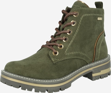 JANA Lace-Up Ankle Boots in Green: front