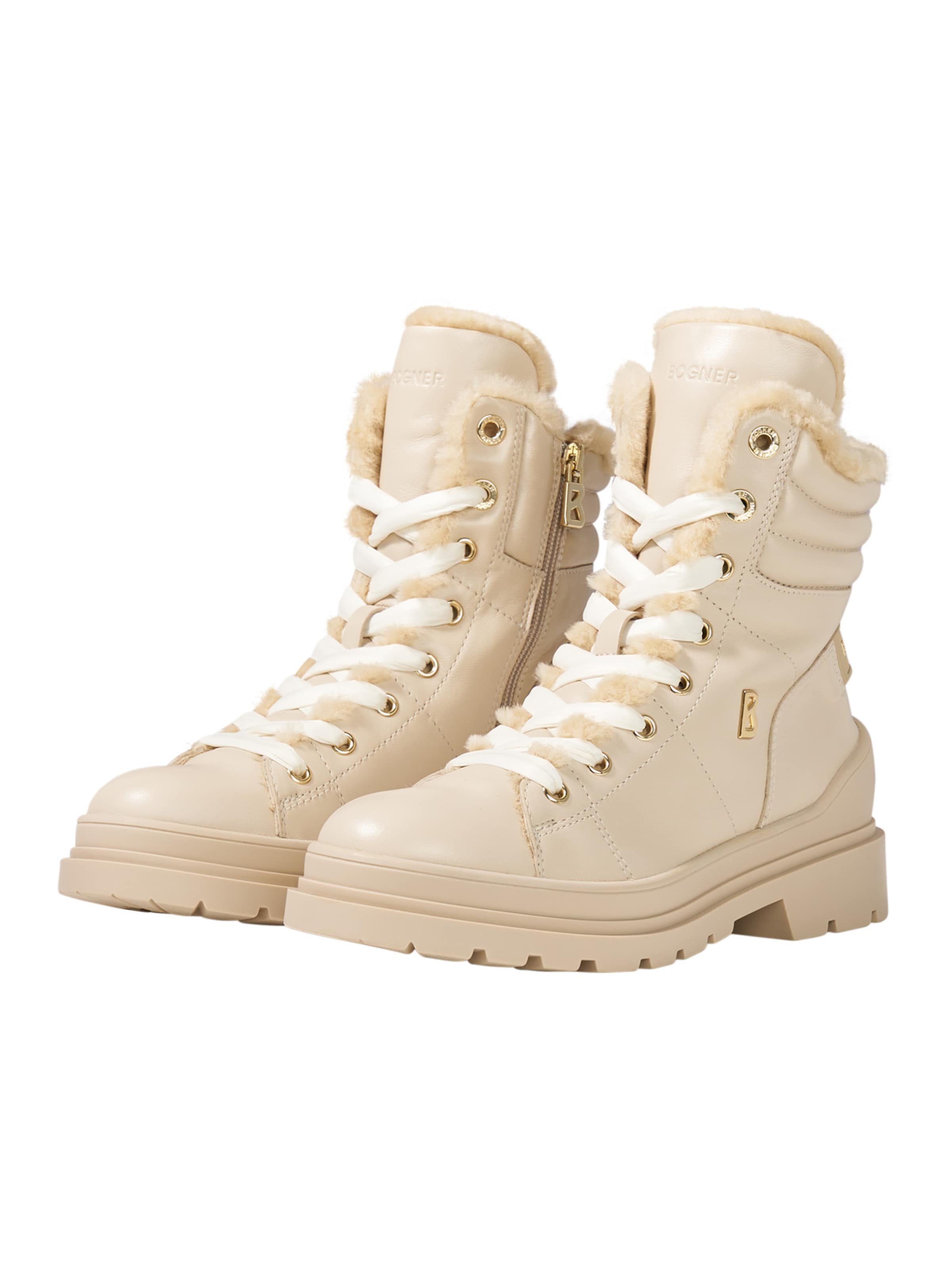 BOGNER Lace-Up Ankle Boots in Beige